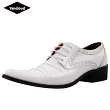 

Brogue Style Mens Pointed Toe Dress Shoes 2016 Platform Oxford Shoes for Men Height Increase White Wedding Shoes Work Shoe
