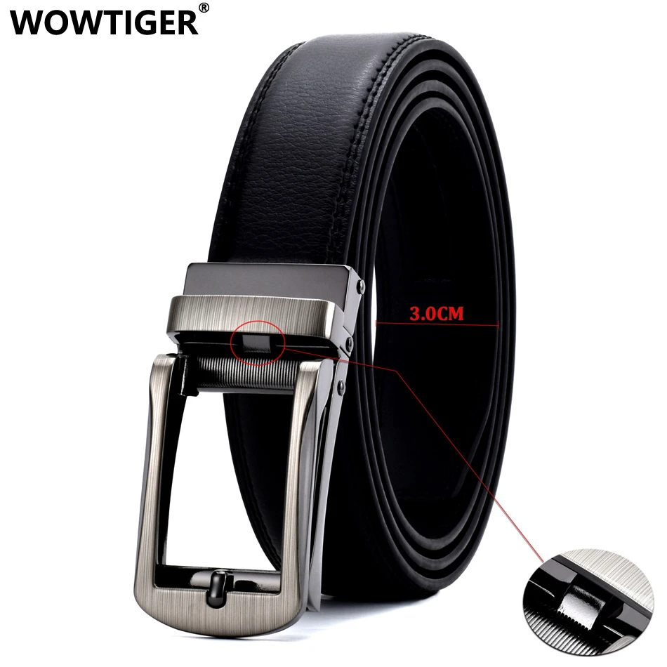 Мужской ремень WOWTIGER шириной 3 см Роскошный дизайнерский черный пояс из