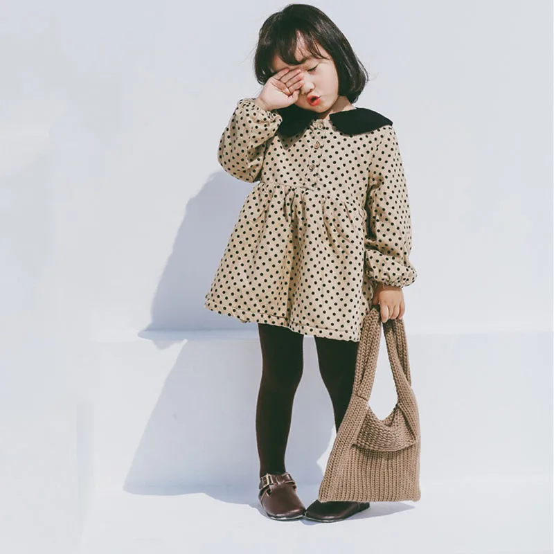 Little Children Dress Autumn Baby Girls Dot Printed Princess Party Frocks Toddler Clothing Kids Cute Christmas Vestidos | Детская одежда