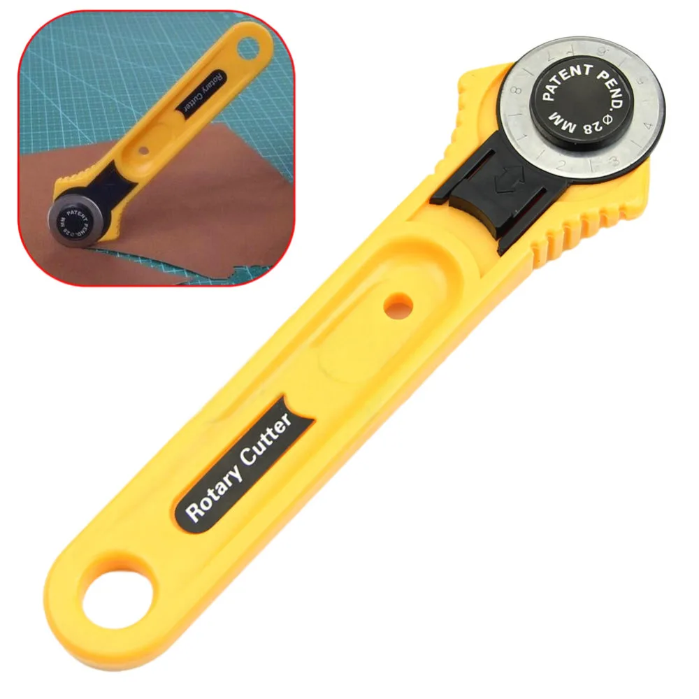 

28mm Rotary Cutter Leather Craft Circular Cut Yellow Blade Patchwork Fabric Sewing Tools