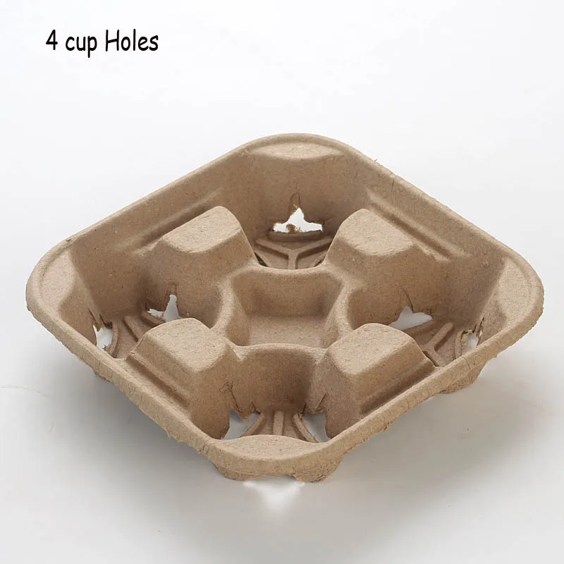 Disposable Saucer Paper Cup Holder Cup Tray Four Grids Take Away Drinks Shelf To-go Box Cafe Packing Tools Holders 20pcs/set - Цвет: 4 cup holes