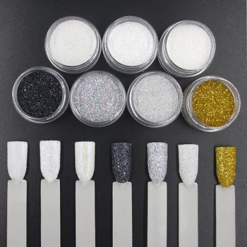 

8Colors 1g/box Holographic Gradient Powder Shining Sugar Nail Glitter Dust Powder Nail Art Decoration Bling Manicure Glod Silver