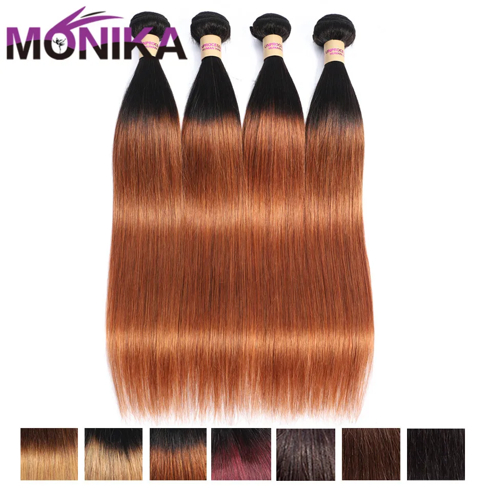 

Monika Hair Cambodian Hair Ombre Bundles Straight Hair Weave 3/4 Bundles 1b/27/30/99j Ombre Weave Bundles Human Hair Non Remy