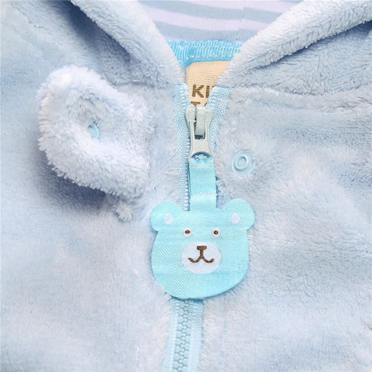 Осенне-зимние детские толстовки с капюшоном из кораллового флиса с изображением медведя брендовые Комбинезоны Ползунки для новорожденных девочек, одежда для новорожденных, DLY173