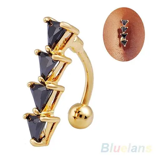 

Reverse Triangle Rhinestone Barbell Bar Belly Button Navel Ring Body Piercing new