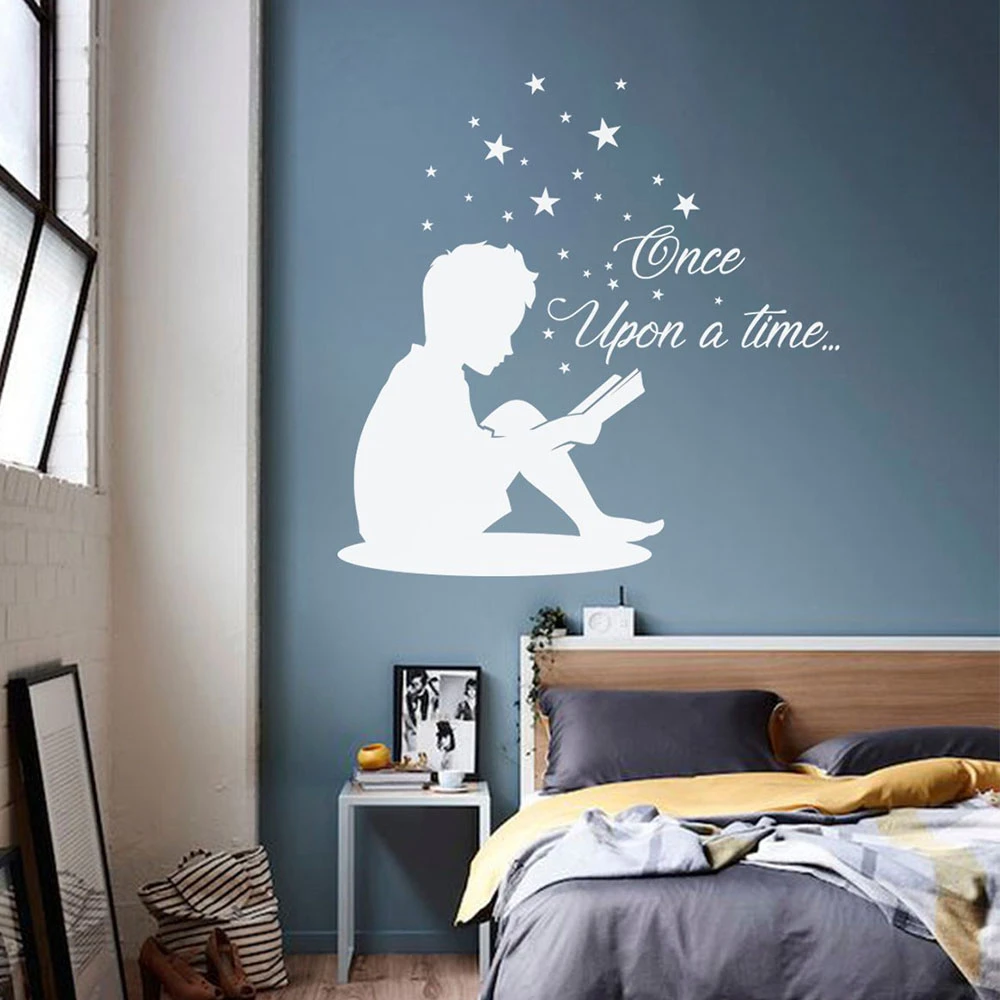 Wall Art Sticker Child's Wall Quote "Once Upon A Time" Transfer. Vinyl Decal