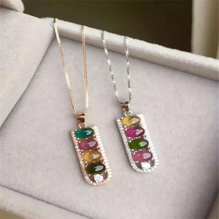 

KJJEAXCMY boutique jewels 925 Pure silver inlaid with natural tourmaline pendant necklace to customize jewelry wholesale and ret