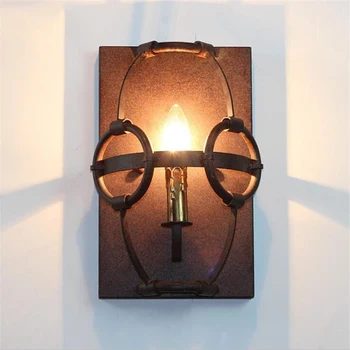

Loft Retro Wrought Iron Wall Lamp Vintage Style Cafe Decoration Light Rust Iron Bar LightsFree Shipping