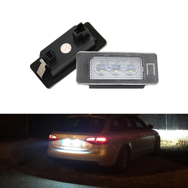 

2x White 2835 SMD Auto Car Rear Led Number License Plate Light For Audi A4 B8 A5 Q5 S5 TT 8J S4 RS Quattro A6 C7 4G CAN-bus