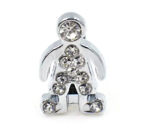 

(20, 50)PCS/lot 10MM DIY Alloy Rhinestones Boy Slide Charms Fit For 10mm Keychains Wristband Jewelrys