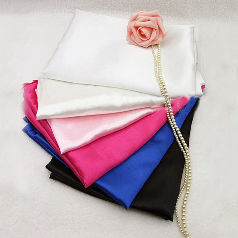 Анти-статический полиэстер блестящий шелк атласная ткань для подкладка для платья Свадебные украшения чехол для стула, стола ткань