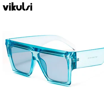 

Fashion Classic Blue Square Sunglasses Women Men Flat Top Brand Designer 2019 New Sun Glasses Female Brown Pink Shades Unisex