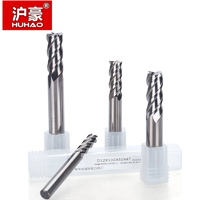 HUHAO 1 шт. HRC 65 Cermet 4 флейты спиральная Концевая фреза CNC Высокая износостойкость для