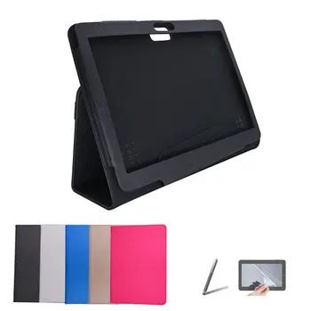 

For Mediacom SmartPad 10.1 S4 10.1 inch Tablet Case PU Leather Protective Shell Stand Cover + Stylus Pen + Screen Protector