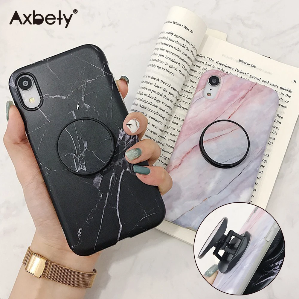 

For iPhone 7 Plus XR X XS Max Case Luxury Marble Foldable Kickstand Holder Cover For iPhone 8 Plus 6 6s Plus Soft Silicone Coque
