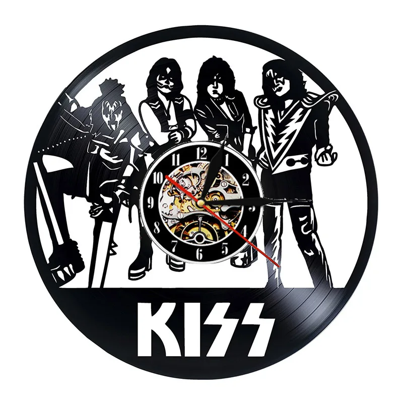 KISS Rock Band настенные часы современный дизайн украшения для гостиной музыкальная тема винтажные виниловые часы для записи CD настенные часы домашний декор - Цвет: 8