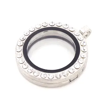 

10Pcs Round Shape Glass Memory Locket Pendentif Photo Floating Lockets Rhinestone Pendants For Necklace Keychain Accessories30mm