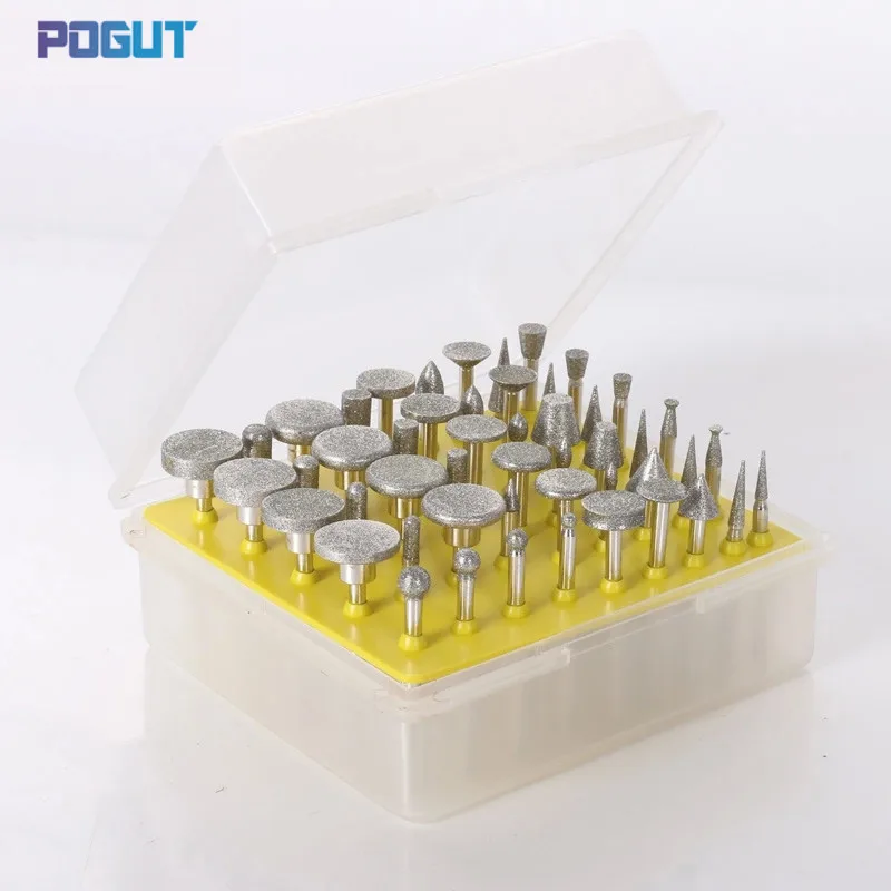 Free shipping, 50pcs/lot, grinding head 3mm Handle,rotary head,rotary tool for glass grinding, stone grinding and carving