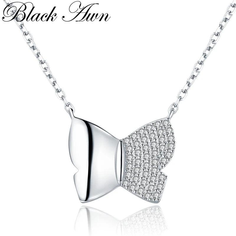 Женское колье с бабочкой BLACK AWN изящное ювелирное изделие из стерлингового
