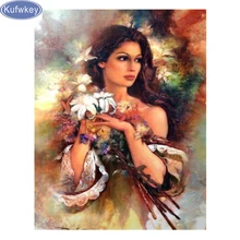 Женщина Алмаз живопись фото на заказ 5D DIY полный квадратный картина со стразами мозаичный рисунок домашний декор вышивка фестиваль подарок
