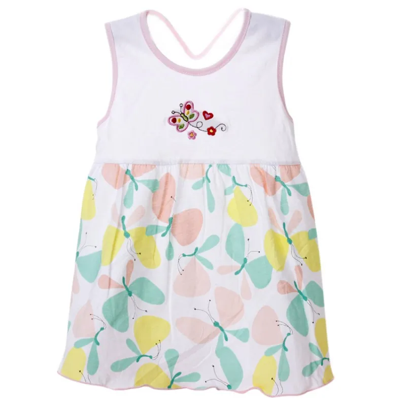 

Random Color Infant Summer Baby Girls Cute Embroidery Sleeveless Lovely O-neck A-Line Mini Dress