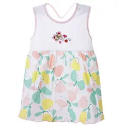 Разноцветное милое мини-платье трапециевидной формы без рукавов с вышивкой для маленьких девочек