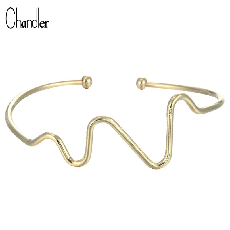 New Design Cuff Curve Lifeline Pulse Heartbeat Bangles & Bracelets Women Accessories Srebrna Vintage feminino largo pulsera Gift