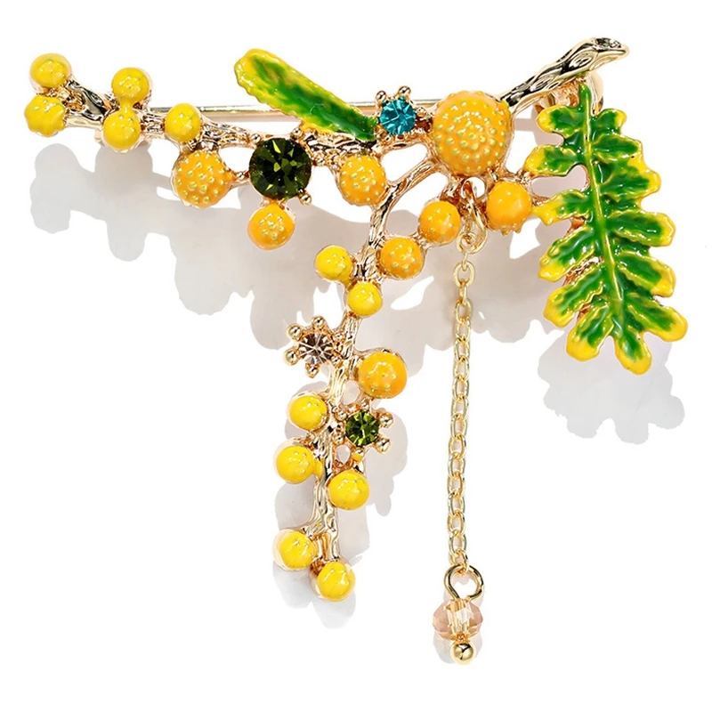

Jewelry Mimosa Well Green Leaf Brooch Pin Female Ladies 'Shirts Brooches
