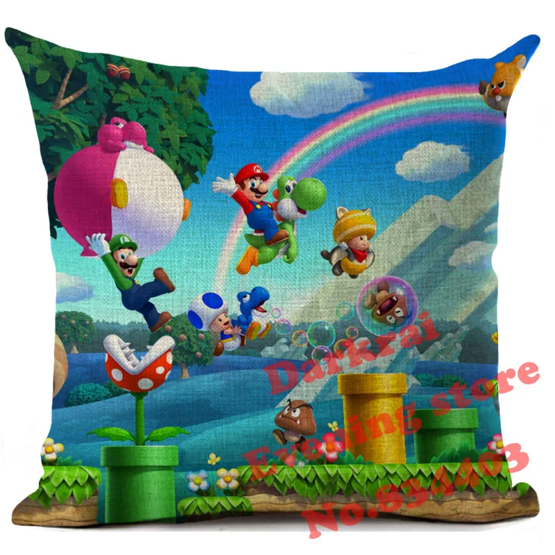 Наволочка для подушки Super Mario из хлопка и льна декоративный чехол диванной с