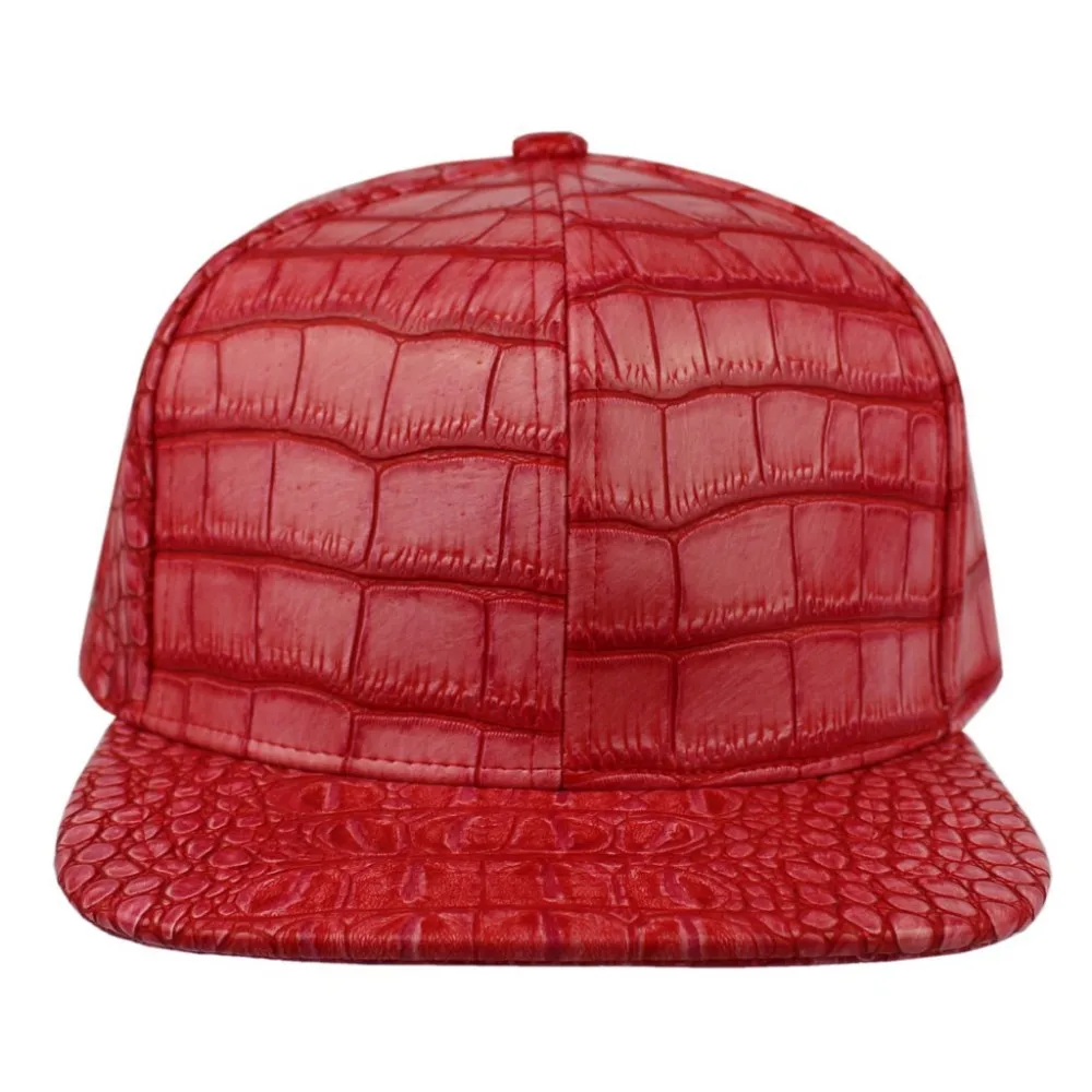 Крокодил Искусственная Кожа Strapback Бейсбол Кепки Аллигатор PU стиль Snapback Мода шляпу кожаная Кепки и шляпа кожаный аксессуар