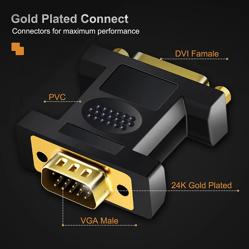 Кабель DVI в VGA адаптер VGA штекер DVI 24+ 5 Pin Женский конвертер 1080 позолоченный DVI конвертер для компьютера ПК ноутбука N178