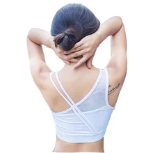 Mesh splice Sexy Sports Bra for Women Running Fitness Athletic Vest Sport Bra Hollow Out Yoga Top Push Up Underwear for Woman