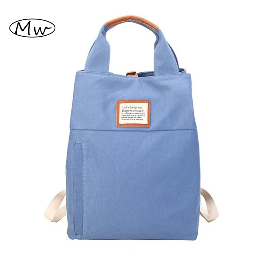 Multifunction Unisex Canvas Backpack Denim Light Blue Women's Tote