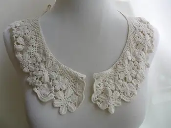 

Beige Embroidered Lace Applique Pure Cotton Lace Collar For DIY Clothing Accessories Collar Sewing Applique
