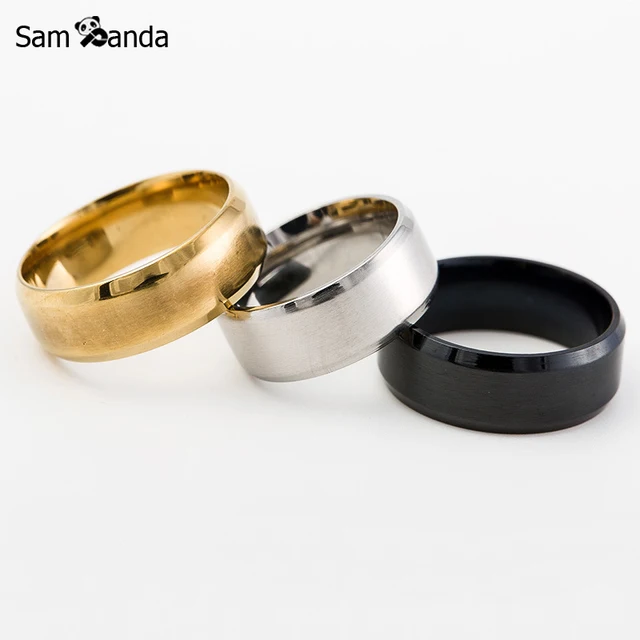 New 8MM European Style Stainless Steel Ring For Men Jewelry Titanium Silver Blac New 8MM European Style Stainless Steel Ring For Men Jewelry Titanium Silver Blac