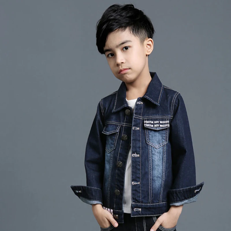 Denim Boys Jacket Outerwear 2018 New Boys Clothing Jackets Long Sleeve Denim Jean Coat For 5-16y Boys Clothing high quality print denim jacket for boys jacket clothes for teens ripped denim coats spring boys outerwear coat for boys