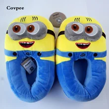 3D asseclas chinelos mulher chinelos Inverno Quente Despicable Minion Stewart forma Shoes Plush Toy Slipper Tamanho Da Boneca Casa