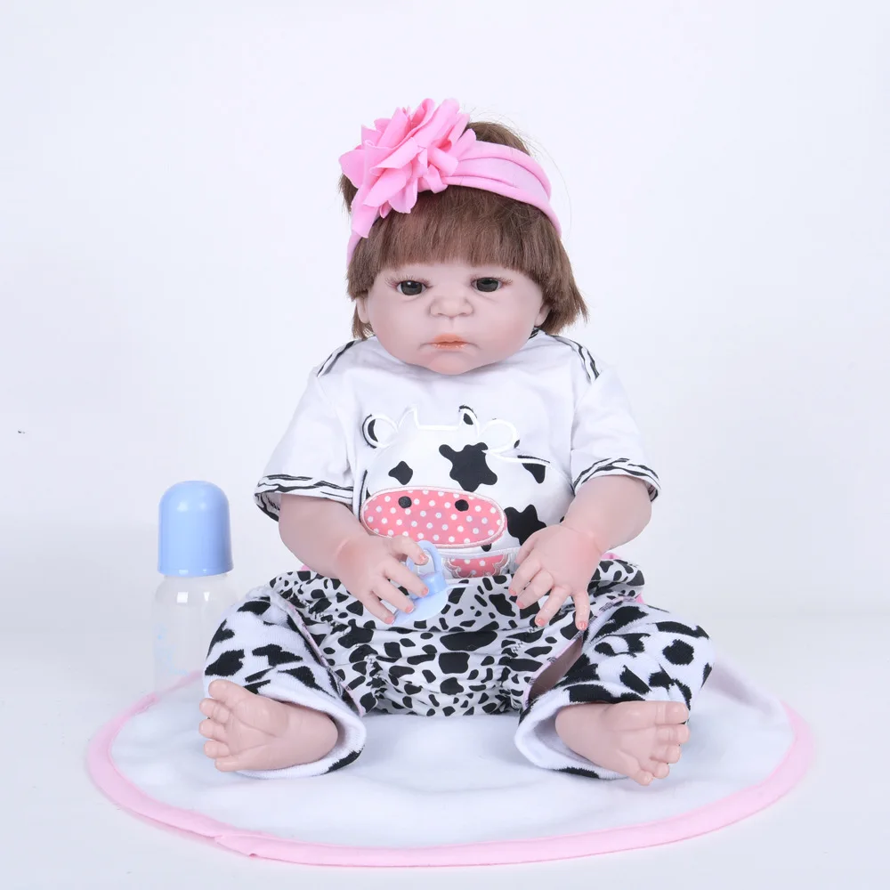 

22 inches Full Silicone Vinyl Newborn Baby Doll Realistic Reborn Princess Girl Doll Children Toy Birthday Christmas Gift Bebe