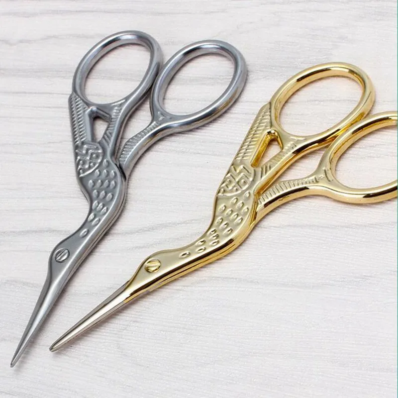 

Small Scissors Sewing Cutting Trimmer Thread Mini Scissors Vintage Tailor Scissors Crane Golden Silvery Handmade Tool Accessory