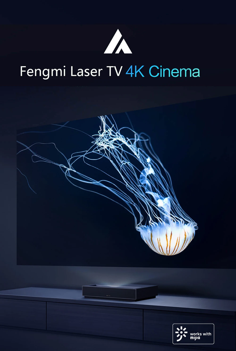 Xiaomi Fengmi 4k Laser Projector Cinema 150 Inch ALPD Light Source 4K 3D 2GB 64GB bluetooth 4.0 MIUI TV Projector Speaker