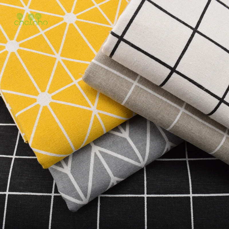 

Chainho,5pcs/lot,Geometric Pattern Patchwork,Printed Cotton Linen Fabric For DIY Quilting&Sewing Placemat,Bags Material,25x45cm