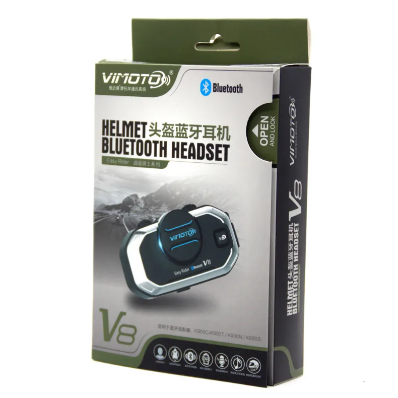 Motorcycle Helmet Bluetooth Headset Vimoto V8 850mAh Multi-function BT Interphone Motorbike Stereo Headphones for Two Way Radios (18)