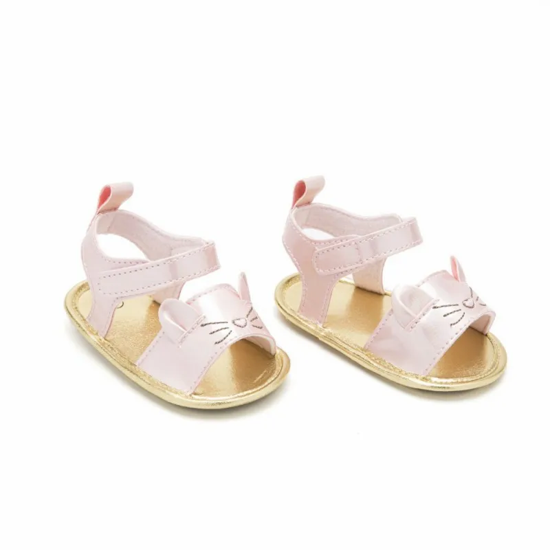 Baby Girl Sandals Newborn Baby Summer Cute Cat Soft Soled Golden Princess Fashion Infant Girl Sandals New Baby Shoes