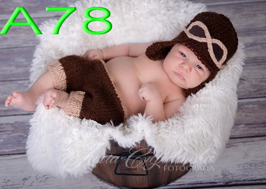 10 комплектов, детская вязаная шапка-пилот/Авиатор с подходящим чехлом для подгузников/шорты для новорожденных, фото реквизит, NB-3M, хлопок