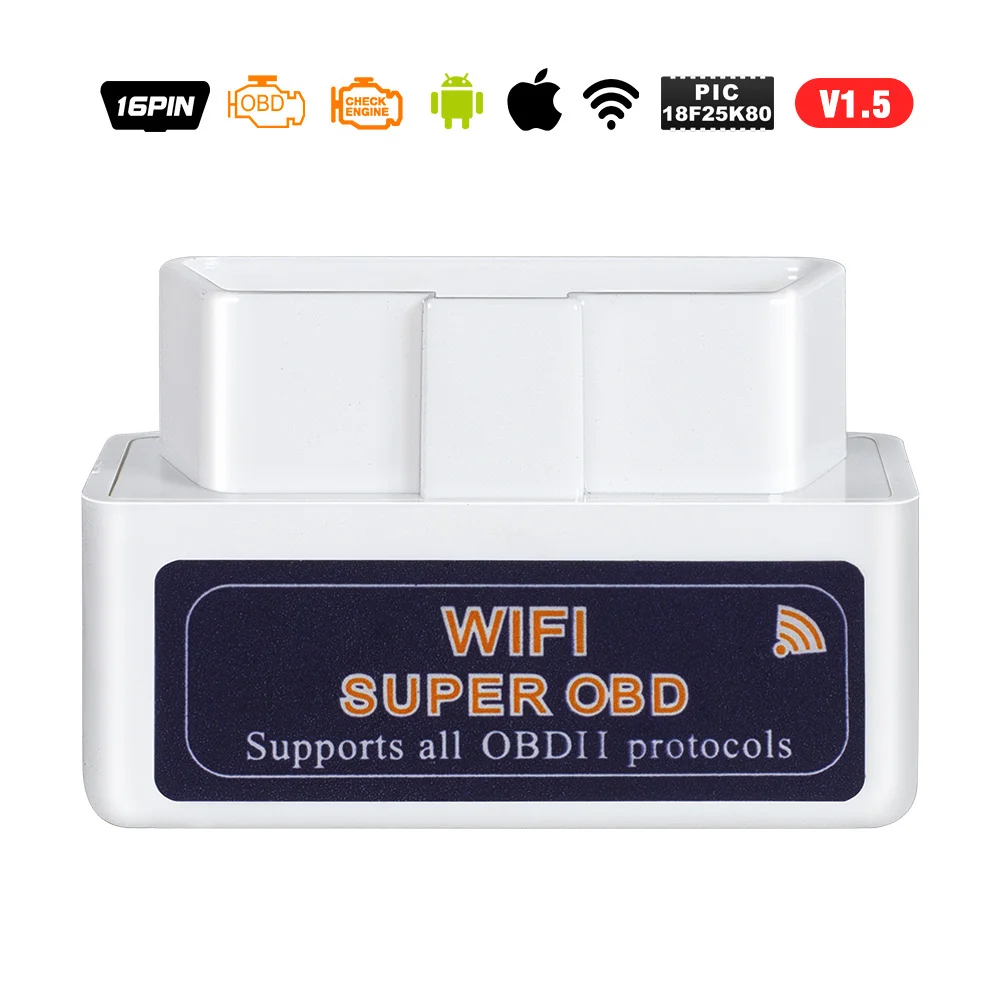 Супер Мини elm 327 bluetooth wifi V1.5 OBD диагностический кабель интерфейс vgate ELM327 USB V2.1 автомобильный считыватель кодов obd ii elm 327 - Цвет: ELM327 WIFI V1.5