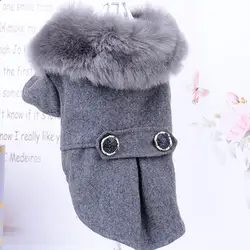 Зимняя одежда для собак кошка меховой воротник куртка пальто свитер теплый мягкий одежда для щенков маленьких и средних