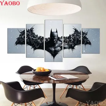 

5pieces DIY 5D Diamond Painting cross stitch Batman Movie Diamond Embroidery Full Square Round Diamond Mosaic Crafts Needlework