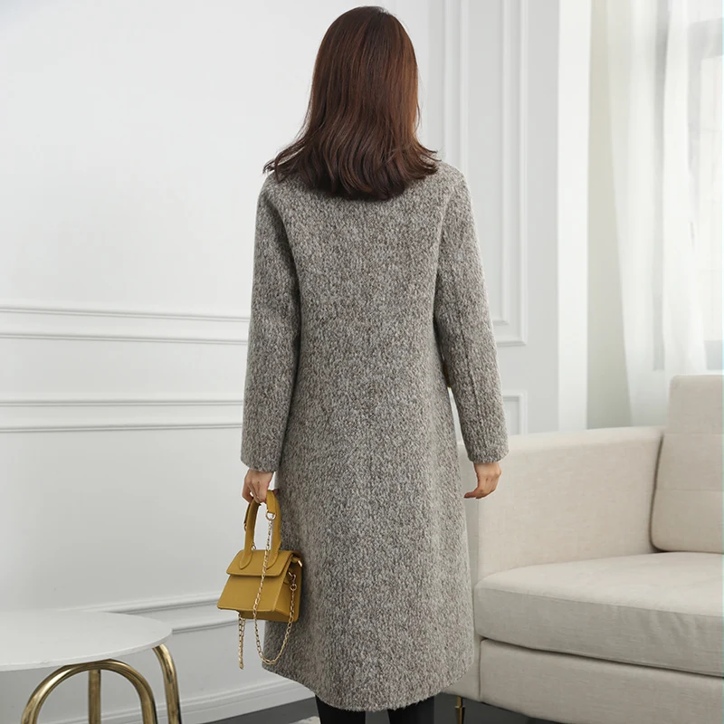 Manteaux Femme Vison Gray Automne Wyq1984 Nouvelle De Veste Laine Coffee Fourrure Longue 2018 Ayunsue Femmes Femelle Poche Manteau Hiver Naturel a1WcUPqg4O
