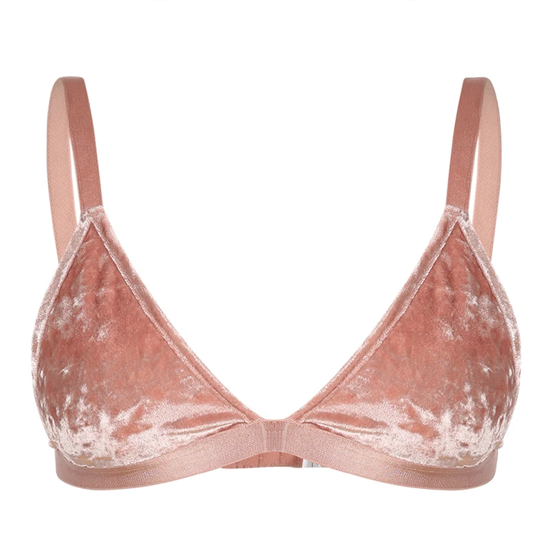 

Women velvet Bra Bralette Intimates unlined solid color pink wire free Female Sexy Underwear New Fashion Lingerie basics bra