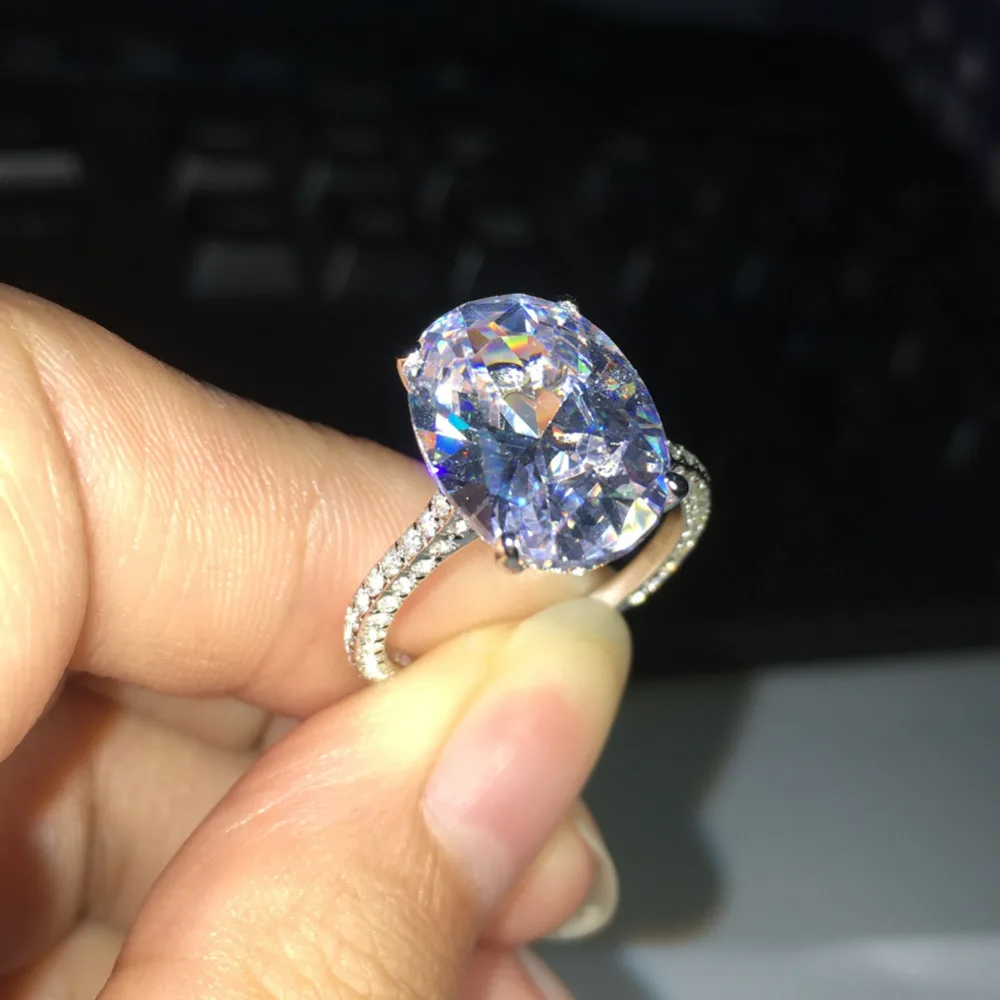 AINUOSHI Luxury 5 Carat Oval SONA NSCD Engagement Ring 925 - Նորաձև զարդեր - Լուսանկար 4